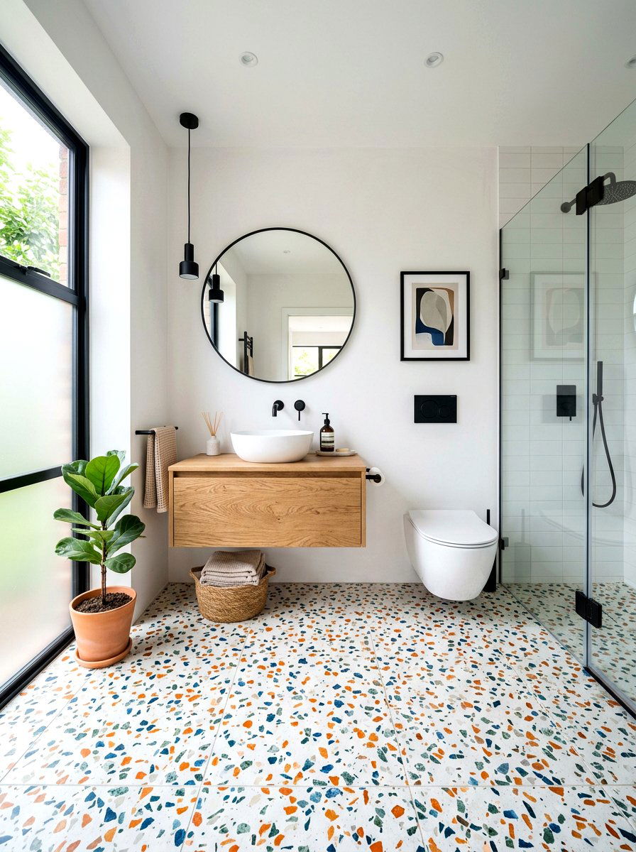 Terrazzo Floor Bathroom - 30 spa hotel bath ideas