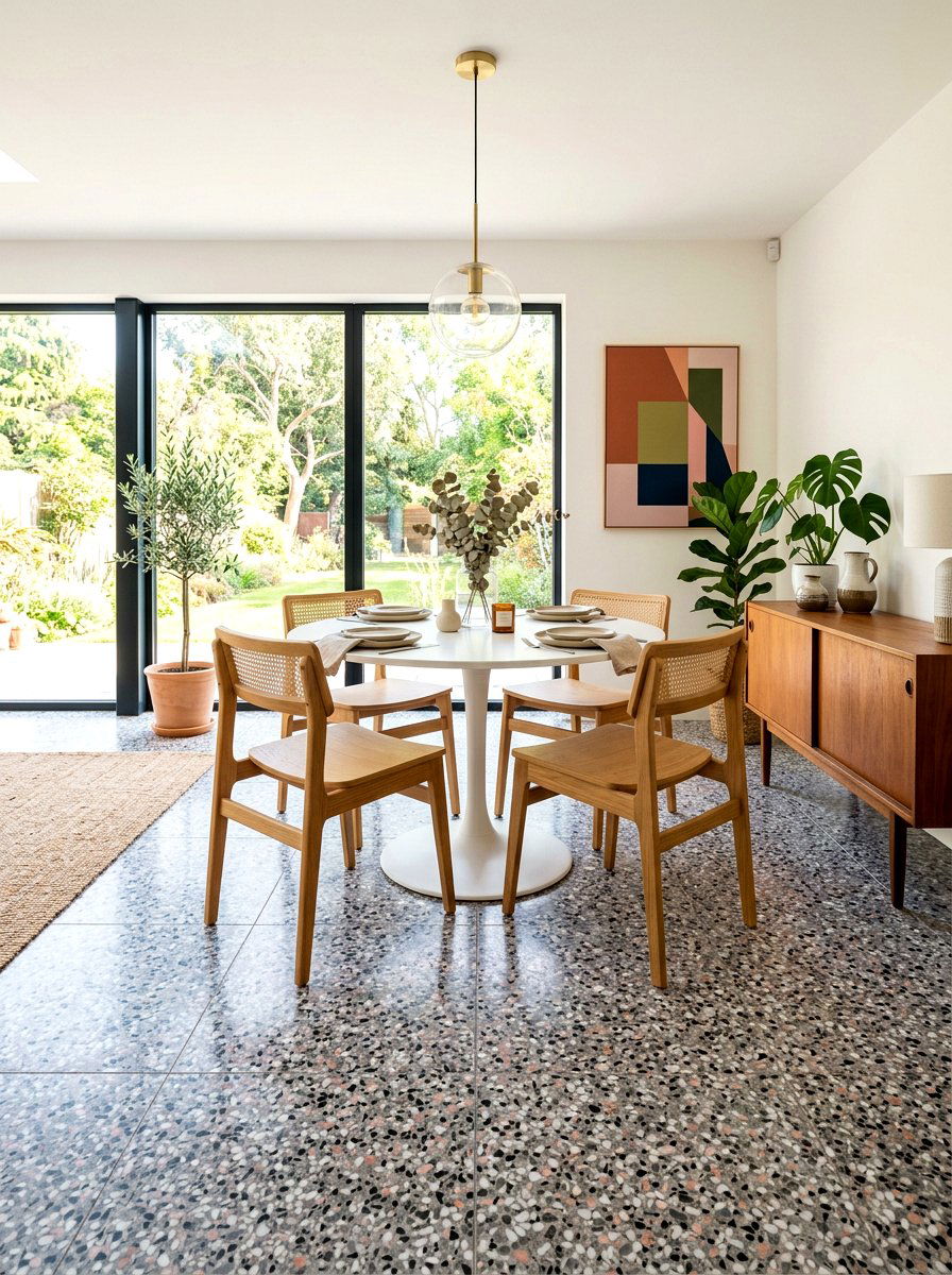 Terrazzo Floor Dining Room - 30 retro dining room ideas