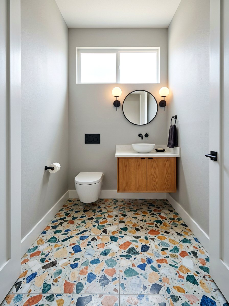 Terrazzo Floor Powder Room - 30 opulent powder room ideas