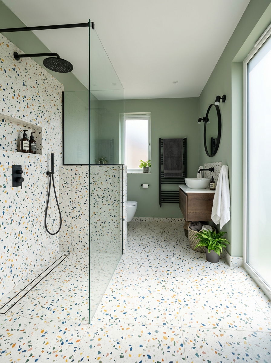 Terrazzo Floor Wet Room - 30 wet room bathroom ideas