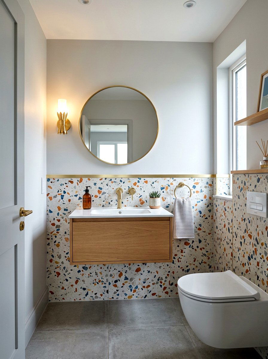 Terrazzo Half Wall - 30 terrazzo bathroom ideas