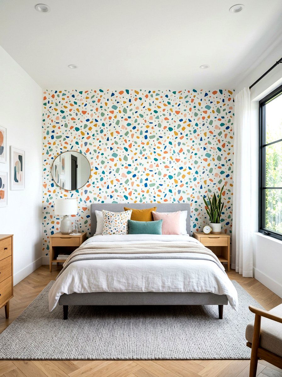 Terrazzo Headboard Wall Paint - 30 painted headboard wall ideas