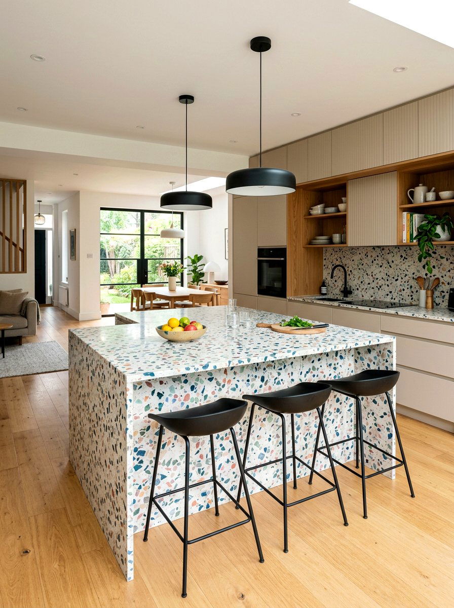 Terrazzo Island Kitchen - 30 terrazzo kitchen ideas