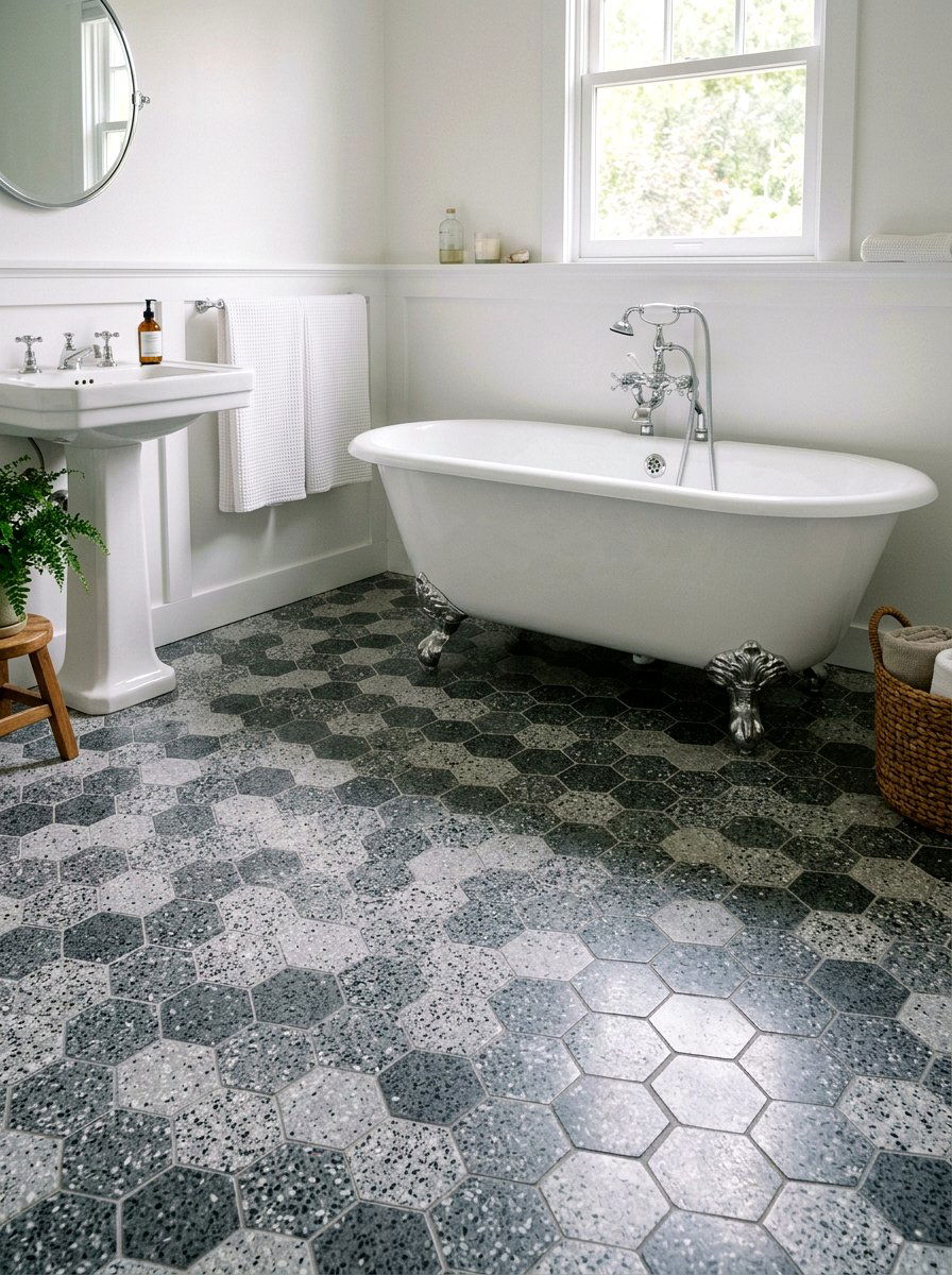 Terrazzo Mosaic Floor - 30 terrazzo bathroom ideas