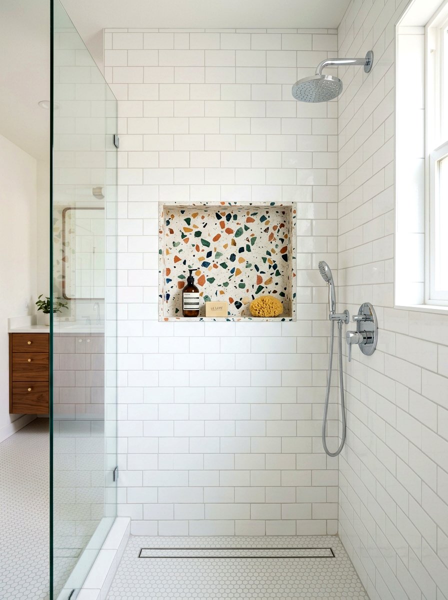 Terrazzo Niche Accent - 30 terrazzo bathroom ideas