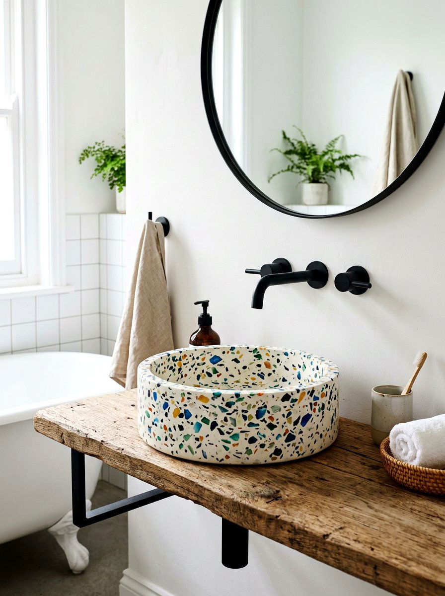 Terrazzo Patterned Basin - 30 terrazzo bathroom ideas