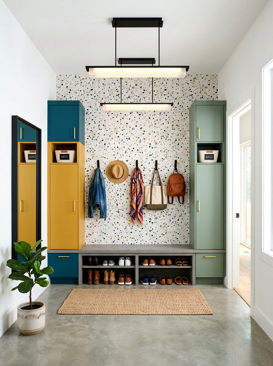 Terrazzo Print Mudroom Wallpaper - 30 mudroom wallpaper ideas
