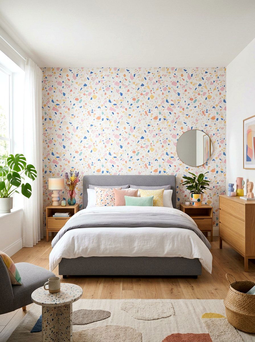 Terrazzo Print Mural - 30 mural wallpaper bedroom aesthetic ideas