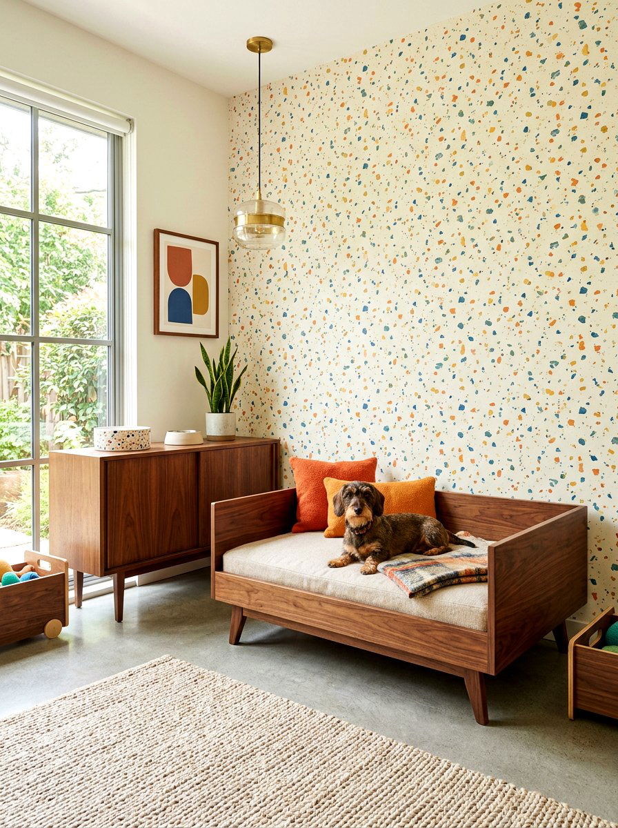Terrazzo Print Removable Wallpaper - 30 pet room wallpaper ideas