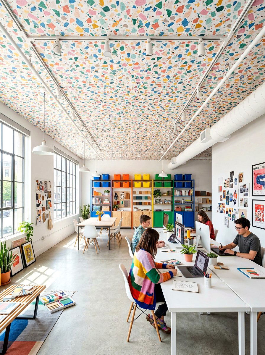 Terrazzo Print Trendy Studio - 30 wallpaper ceiling ideas