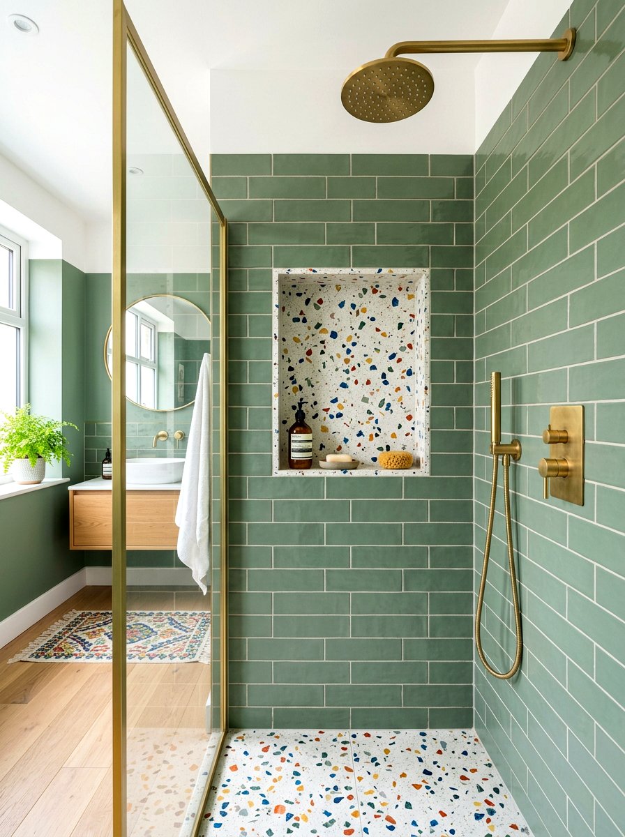 Terrazzo Shower Niche - 30 shower niche ideas