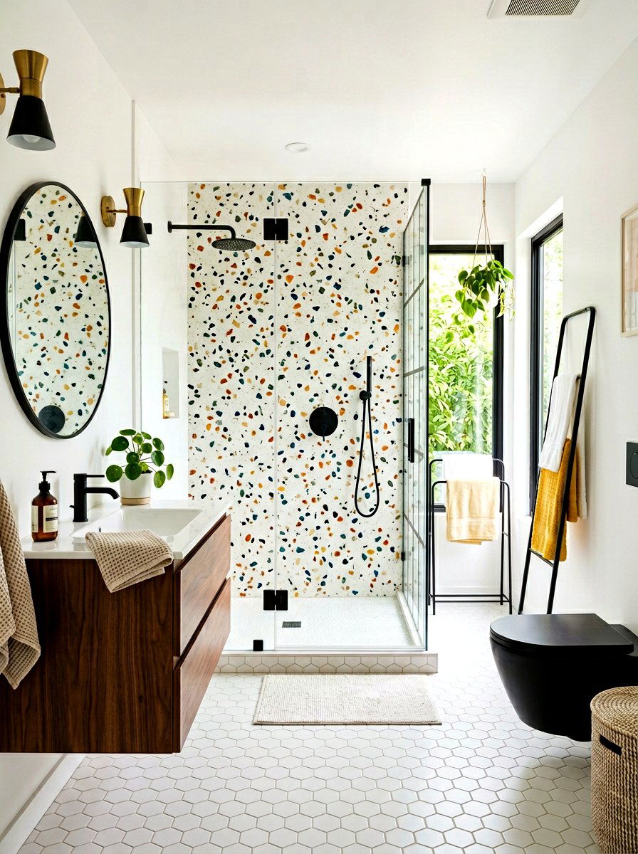Terrazzo Shower Wall Accent - 30 bathroom accent tile ideas