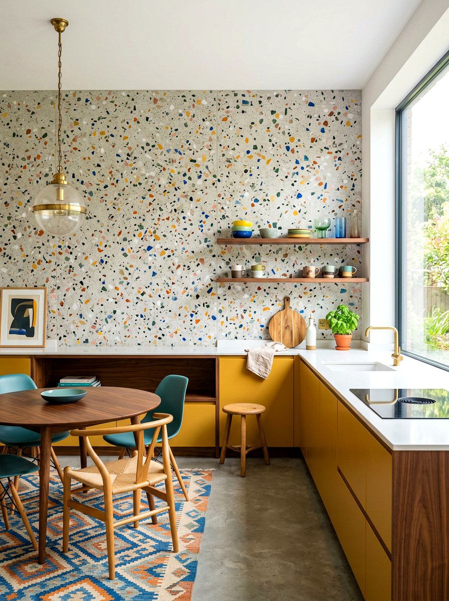 Terrazzo Slab Kitchen Wall - 30 full slab stone wall kitchen ideas
