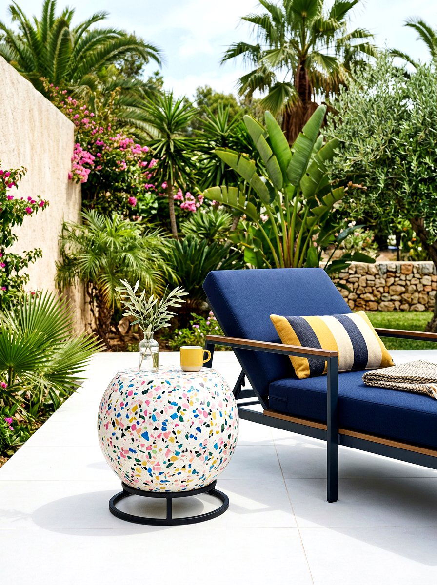 Terrazzo Sphere Side Table - 30 sculptural outdoor furniture ideas