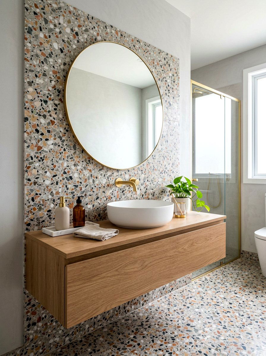 Terrazzo Splashback Detail - 30 terrazzo bathroom ideas
