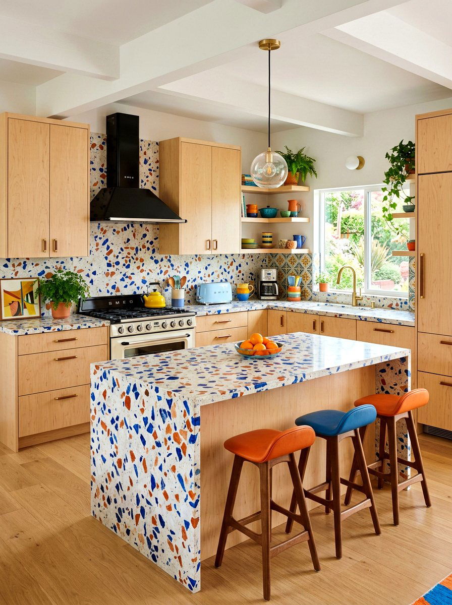 Terrazzo Stone Surface - 30 slab stone kitchen ideas
