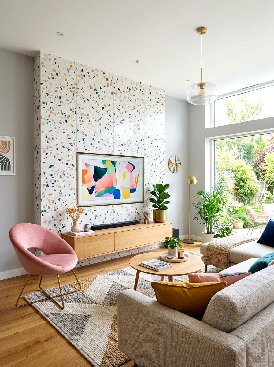 Terrazzo TV Wall - 30 TV wall panel ideas