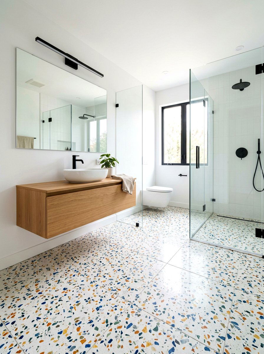 Terrazzo Tile Bathroom Floor - 30 eclectic bathroom ideas