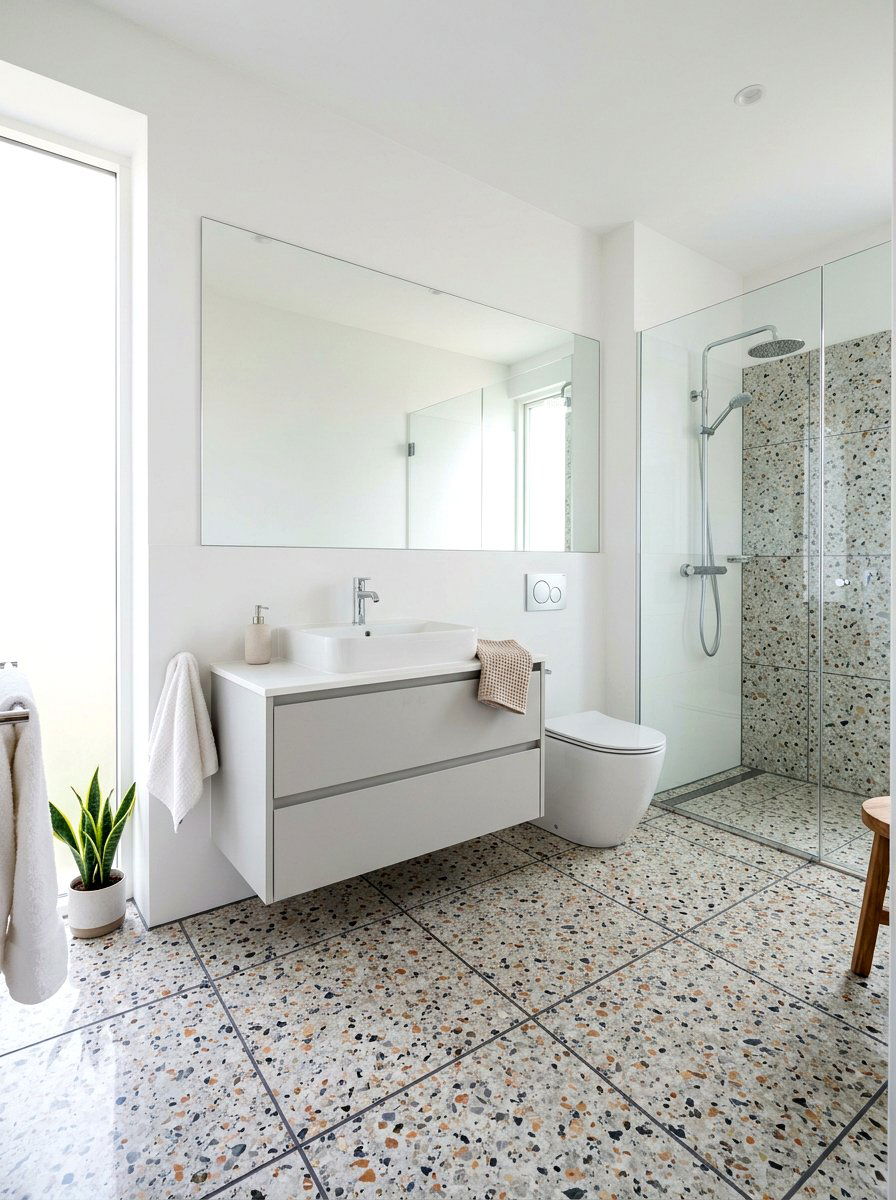 Terrazzo Tile Dark Grout - 30 dark grout bathroom ideas