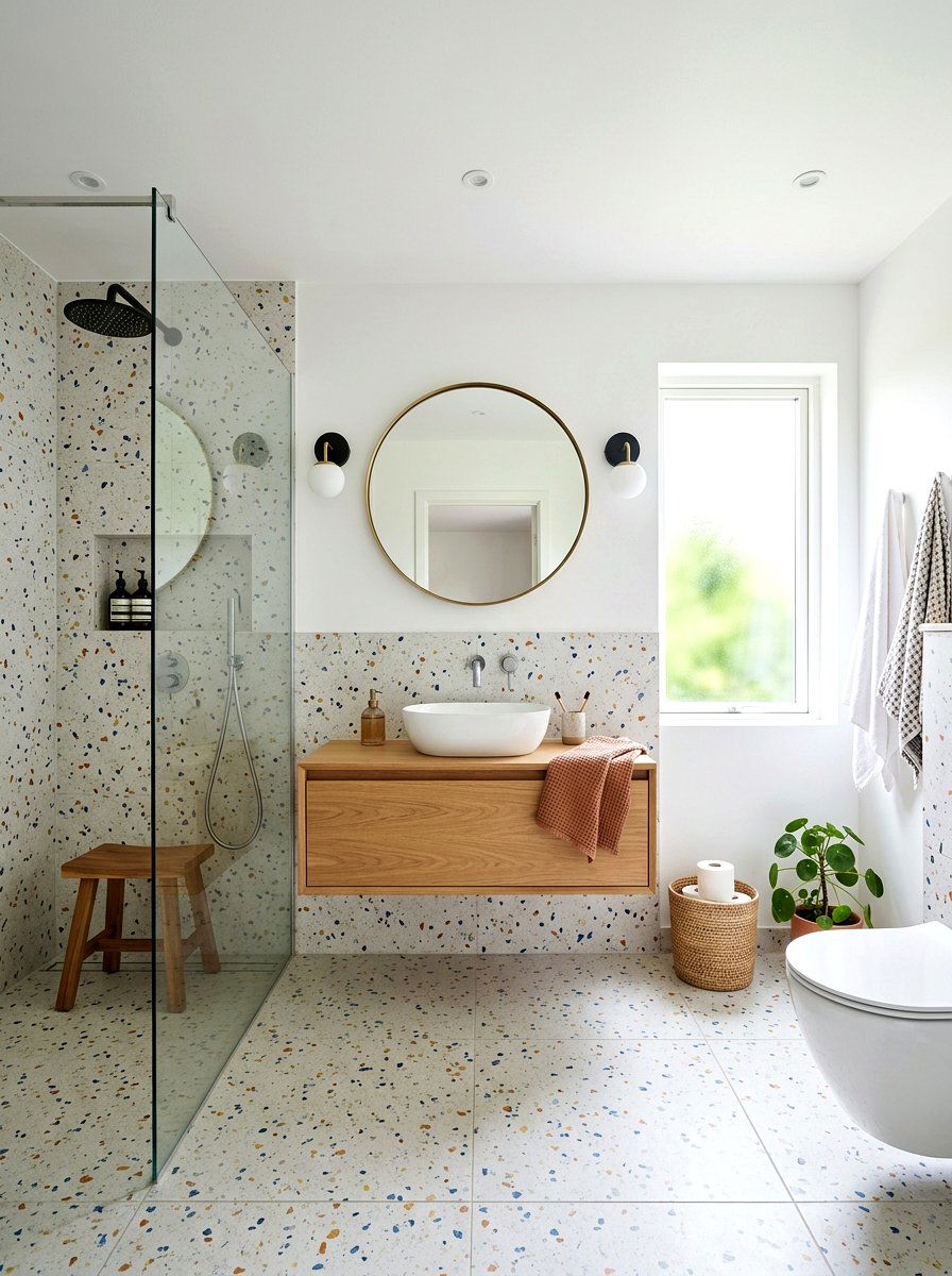 Terrazzo Tile Light Grout - 30 light grout bathroom ideas