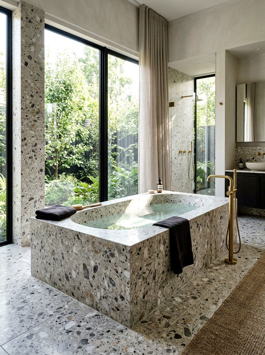 Terrazzo Tiled Bathtub - 30 terrazzo bathroom ideas