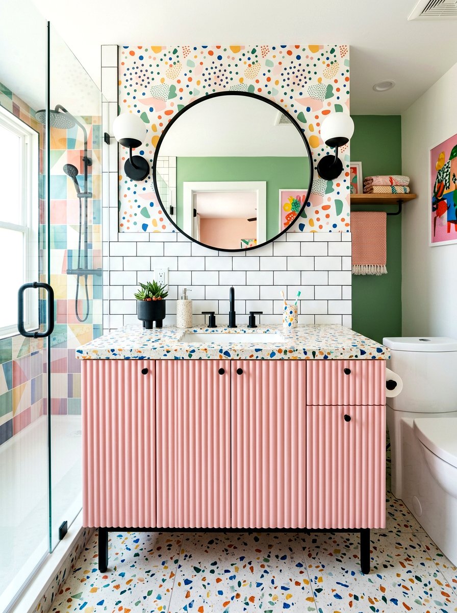 Terrazzo Top Fluted Vanity - 30 fluted vanity ideas