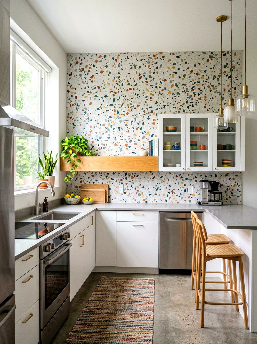 Terrazzo Wall Mural - 30 small room mural ideas