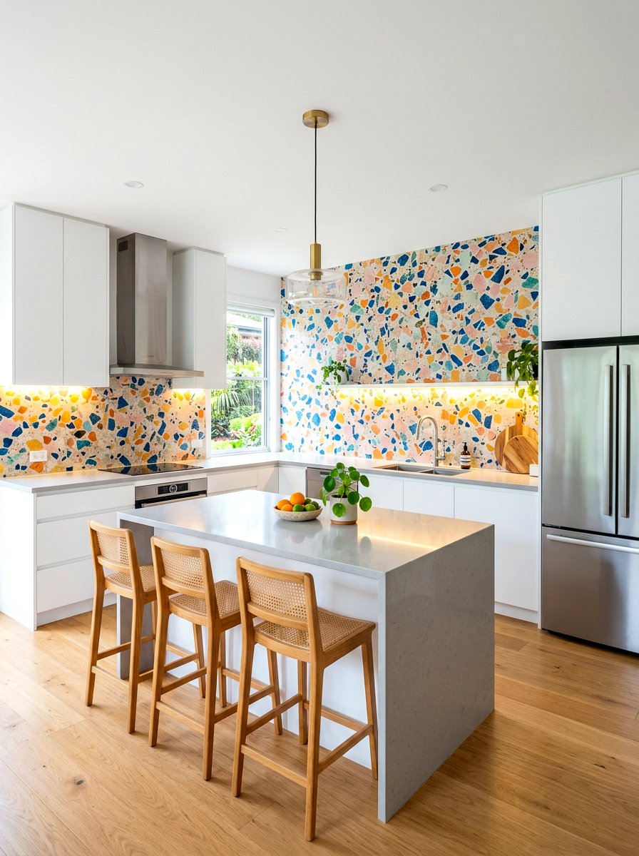 Terrazzo Wall Mural - 30 peel and stick mural ideas