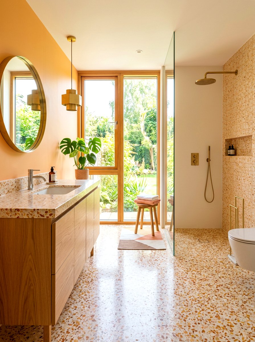 Terrazzo apricot bathroom - 30 apricot bathroom ideas