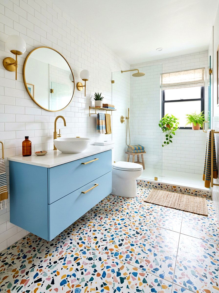 Terrazzo bathroom floor - 30 stone inspired bathroom ideas