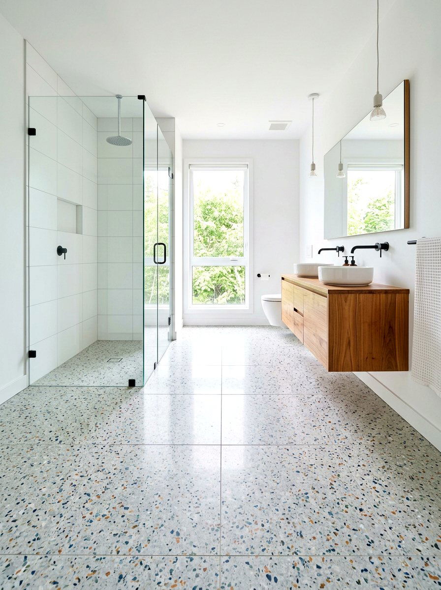 Terrazzo bathroom floor - 30 mid century bathroom ideas