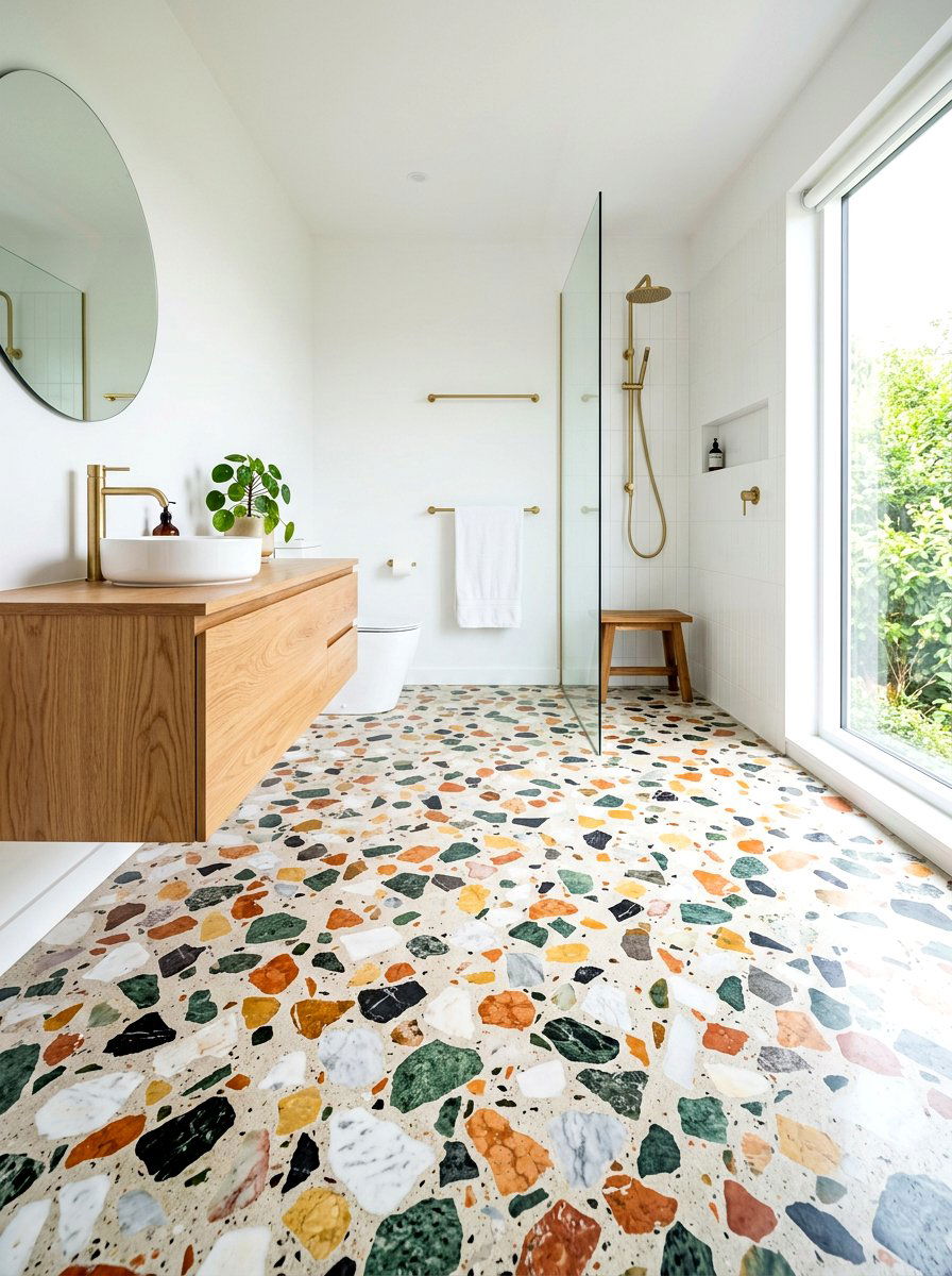 Terrazzo bathroom floor - 30 neo deco bathroom ideas