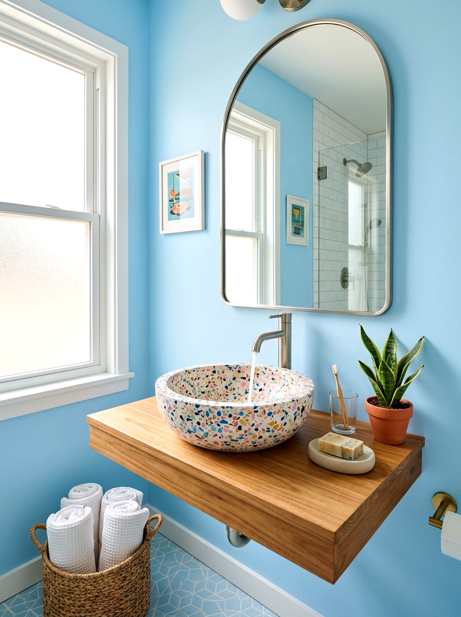 Terrazzo bathroom sink - 30 integrated sink countertop ideas