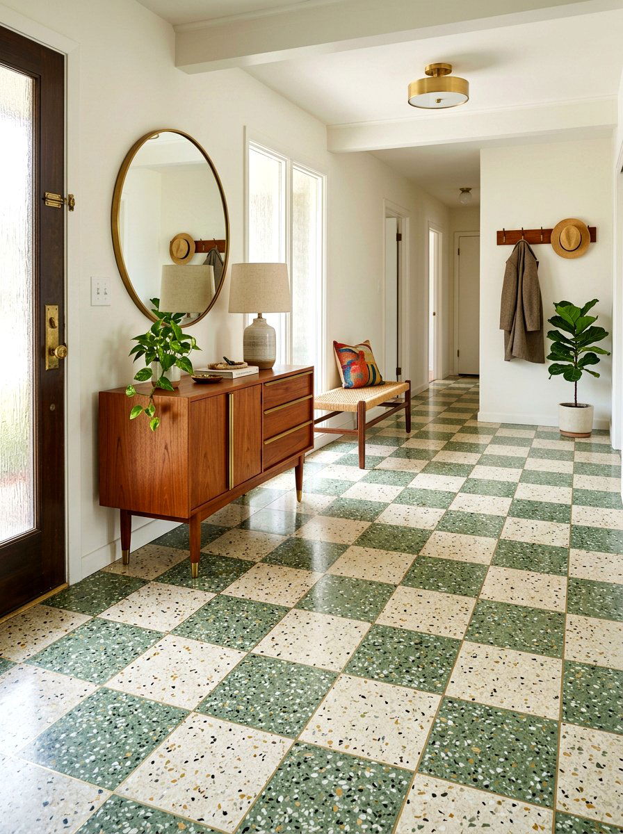 Terrazzo checkerboard foyer floor - 30 checkerboard foyer floor ideas