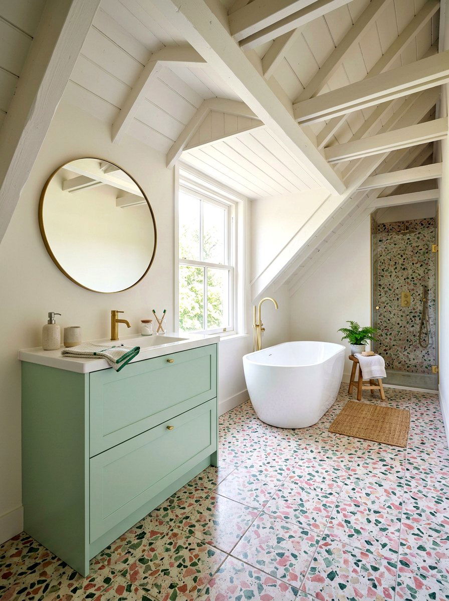 Terrazzo floor attic bathroom - 30 attic bathroom ideas