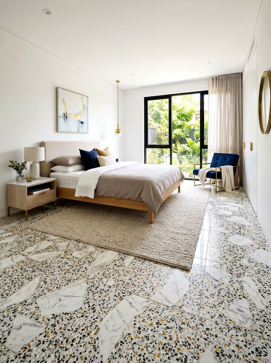 Terrazzo floor tiles - 30 neo deco bedroom ideas
