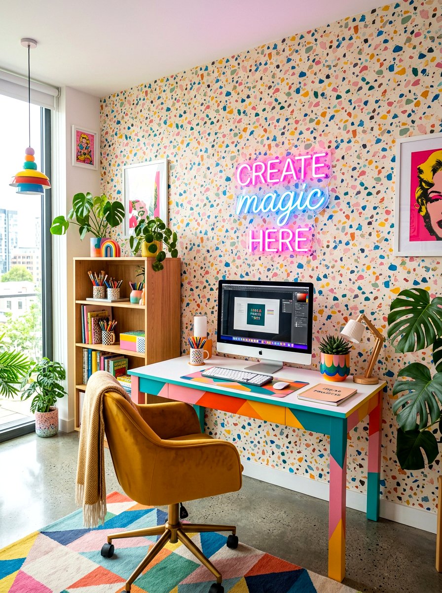 Terrazzo peel and stick wallpaper - 30 rental safe wallpaper ideas