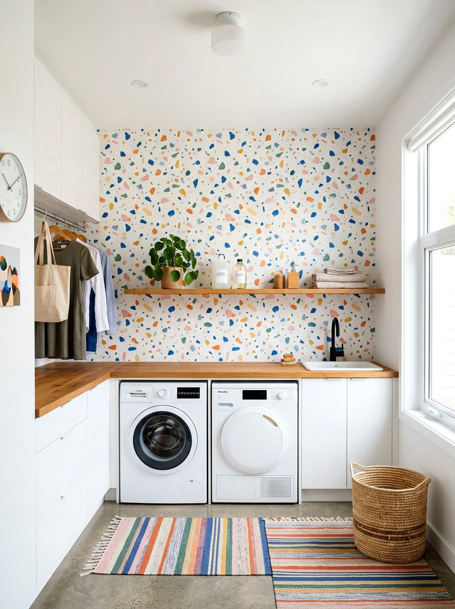 Terrazzo print wall mural - 30 mural wall ideas