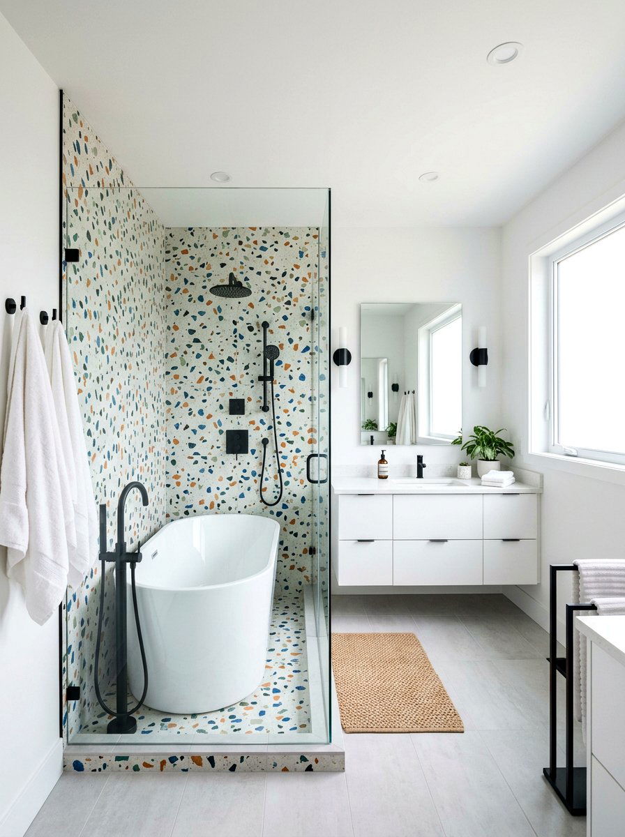 Terrazzo tile tub shower - 30 tub shower combo ideas