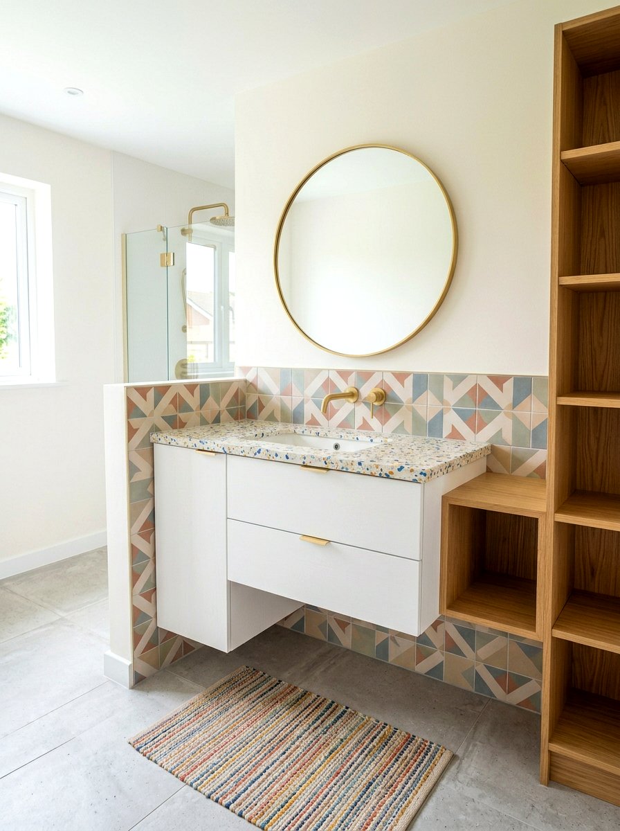Terrazzo top vanity - 30 powder room vanity ideas