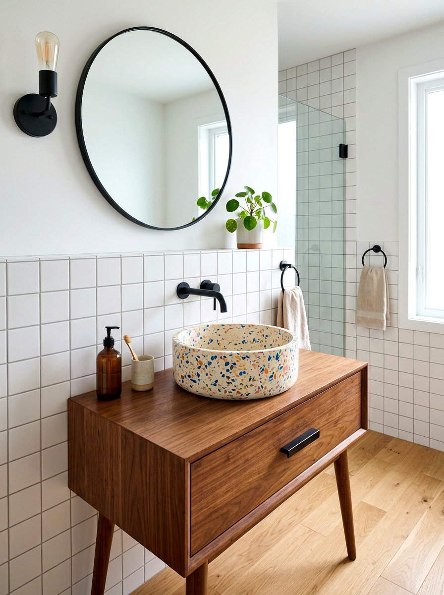 Terrazzo vessel sink - 30 vessel sink powder room ideas