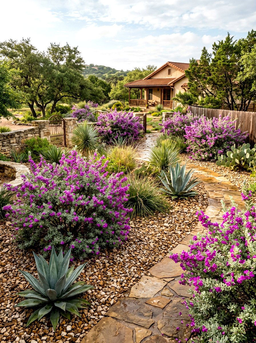 Texas Sage Yard - 30 xeriscape front yard ideas