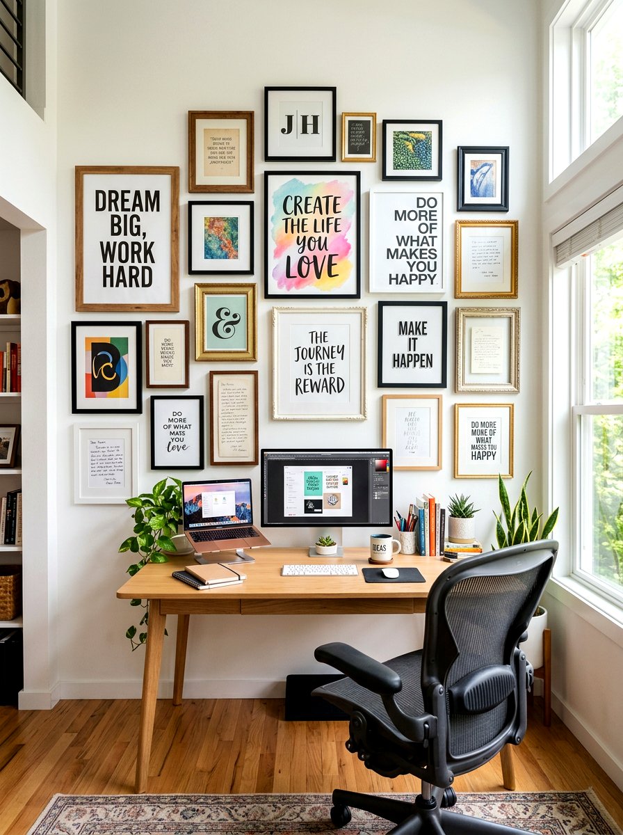 Text And Quote Frame Wall - 30 eclectic frame wall ideas