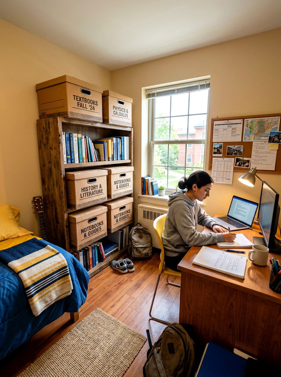 Textbook Storage Boxes - 30 dorm storage under bed ideas