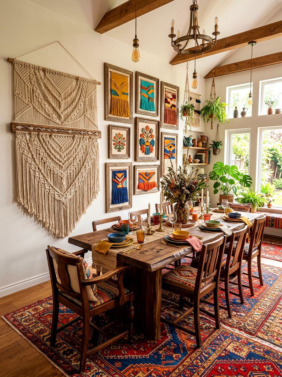 Textile art dining room - 30 art filled dining room ideas