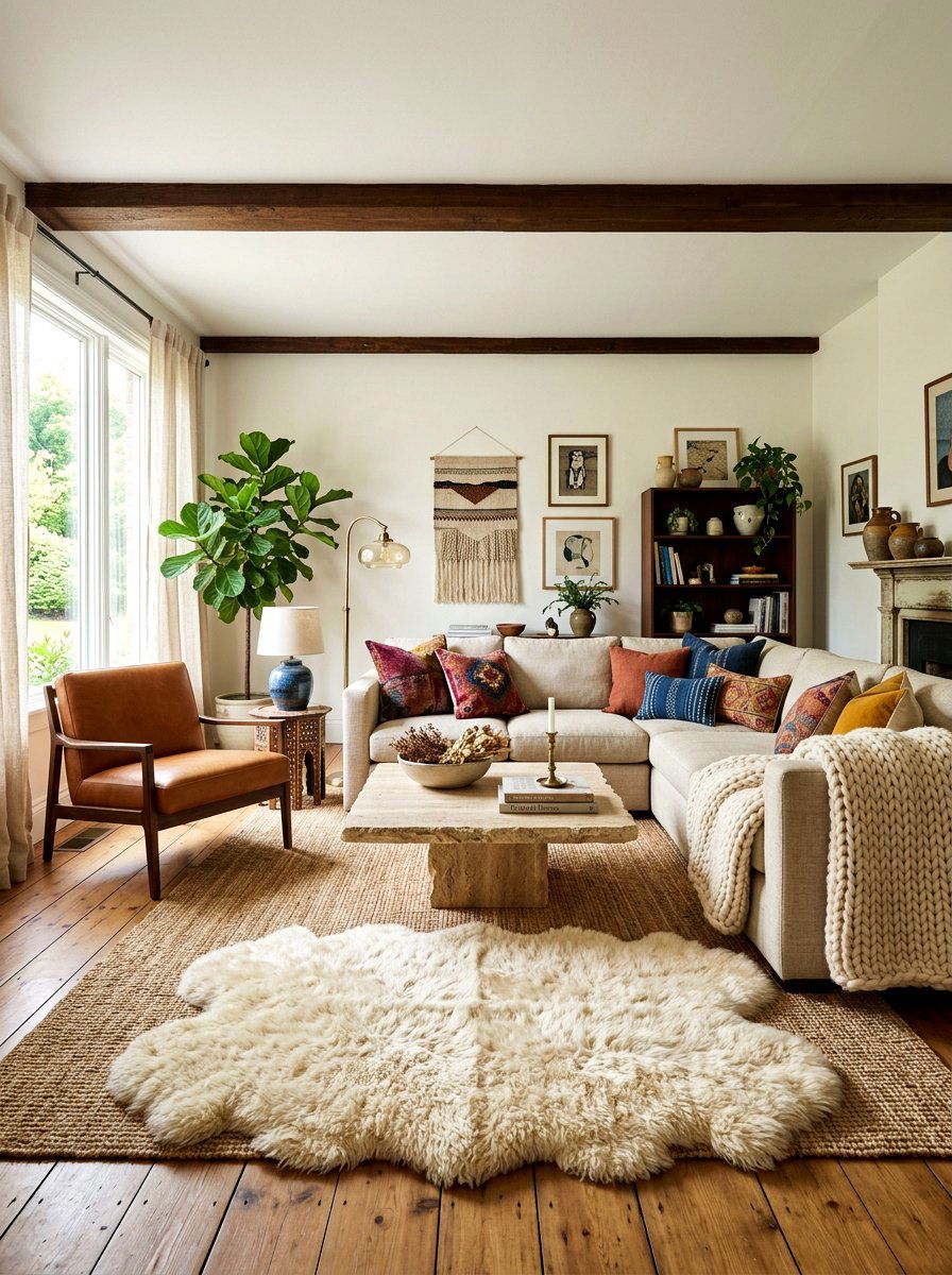 Textural Eclectic Living Room - 30 eclectic living room ideas