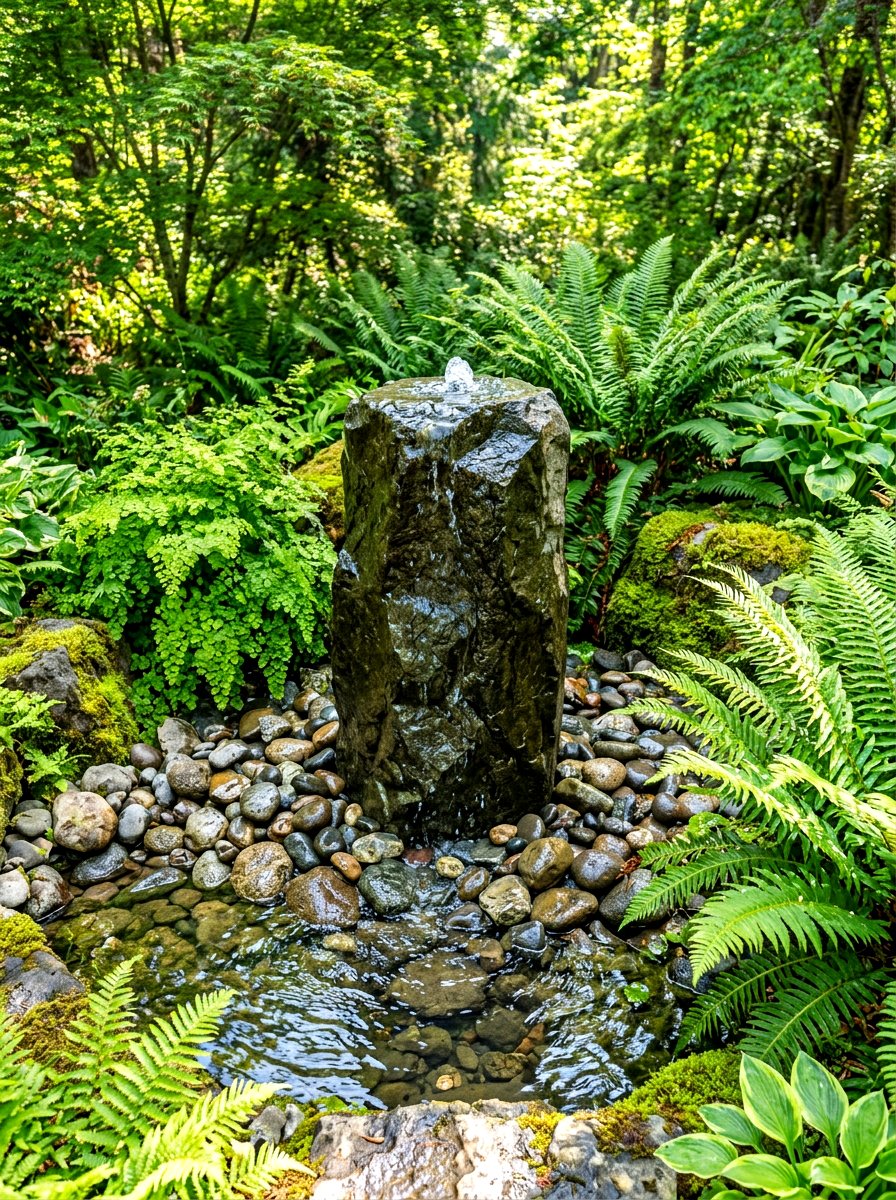 Textural stone water feature - 30 neutral backyard styling ideas