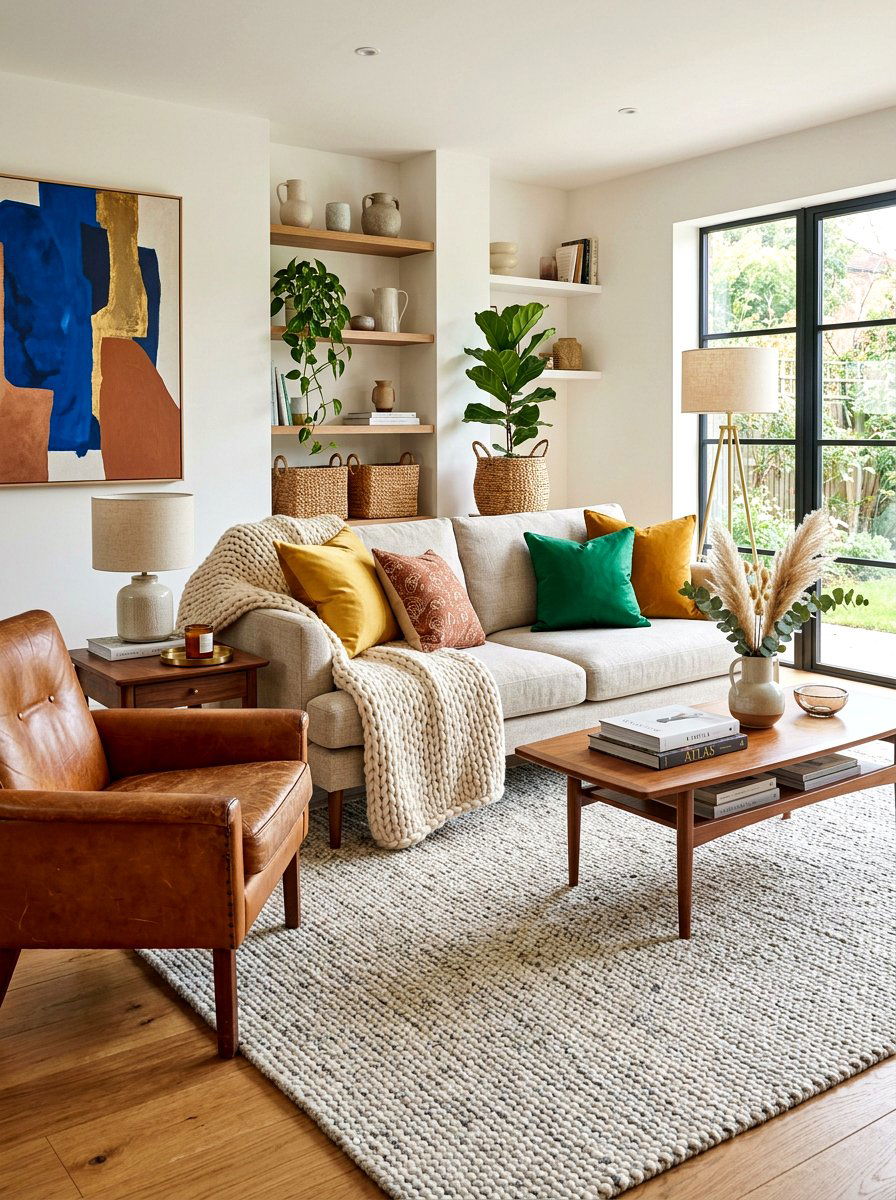 Texture layered living room - 30 modern eclectic living room ideas