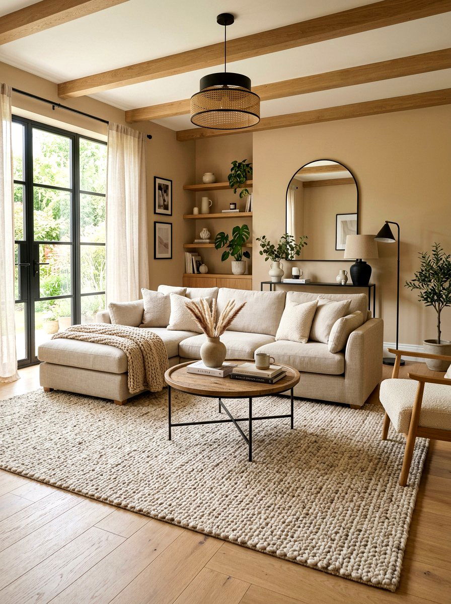 Textured Area Rug - 30 toasted beige living room ideas