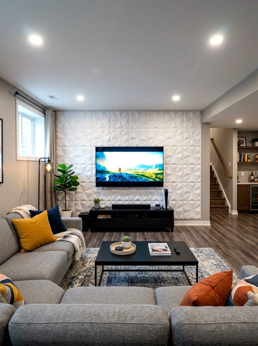 Textured Basement Wall Panels - 30 basement family room ideas